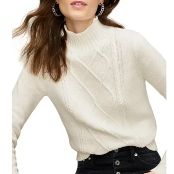 J. Crew Sweaters - J. Crew White Cable Knit Mock Neck Turtleneck Sweater Size XL